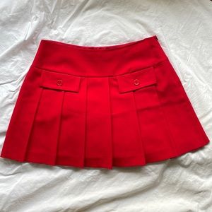 Trina Turk Red Pleaded Skirt